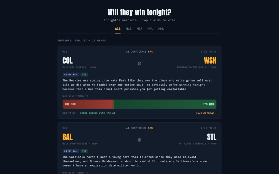 Will they win Tonight ?, screenshot